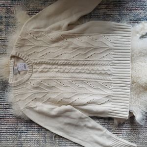 NWT J CREW Wool Cable knit cream Sweater Sz  XL